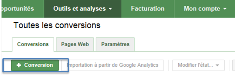 ajouter une conversion Adwords