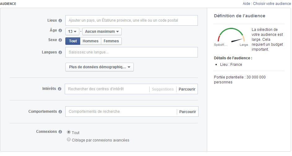 Outil pour cibler sur Facebook