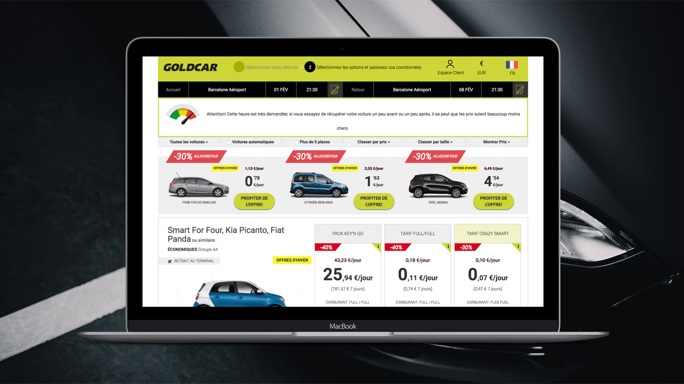 Goldcar website UX