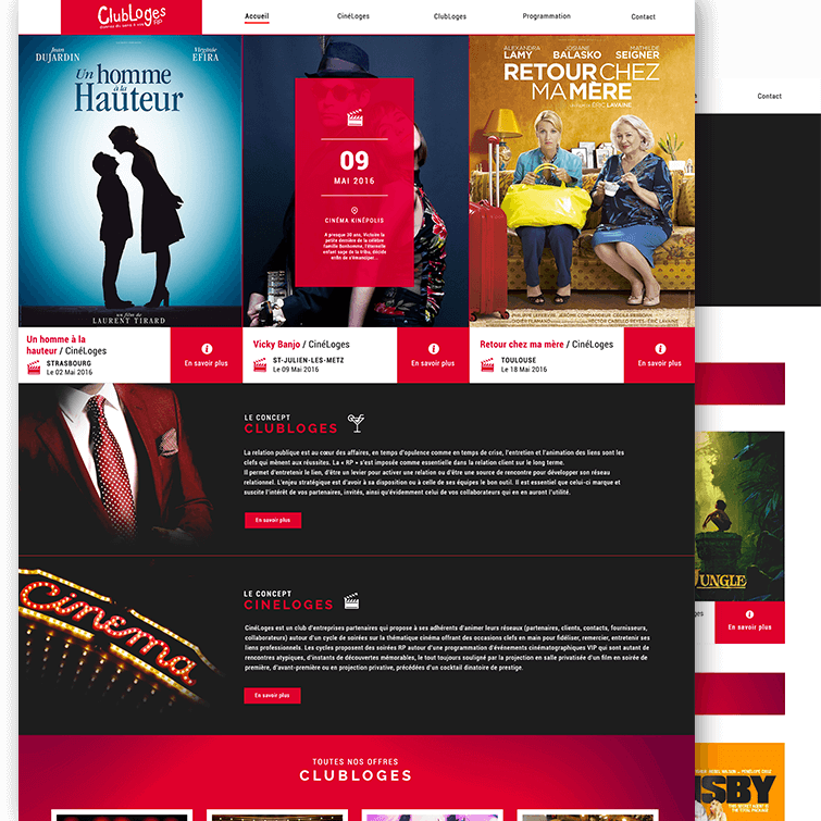 graphic layout cineloges website